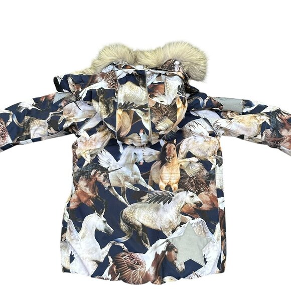 Molo Mystical Unicorn and Pegasus All Over Print Parka Jacket 9-10. - Picture 4 of 5